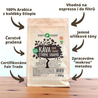 PURITY VISION Fair Trade Bio Zrnková káva Etiopie Sidamo 500 g